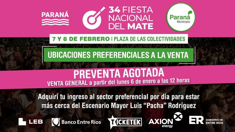 El lunes comienza la venta general de ubicaciones preferenciales para la Fiesta Nacional del Mate