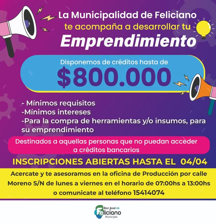 La municipalidad de Feliciano continúa con su línea de créditos