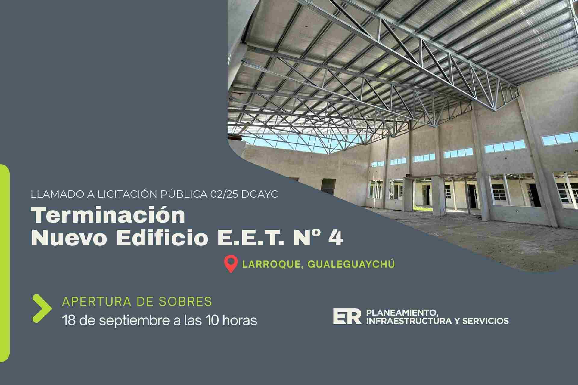 Llaman a licitación para finalizar la escuela técnica Nº 4 de Larroque