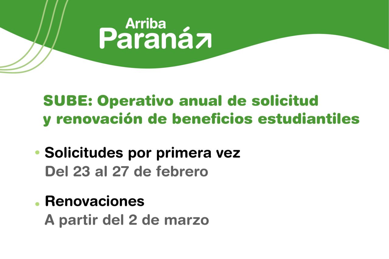 SUBE: Inicia la renovación de los beneficios del boleto estudiantil en Paraná